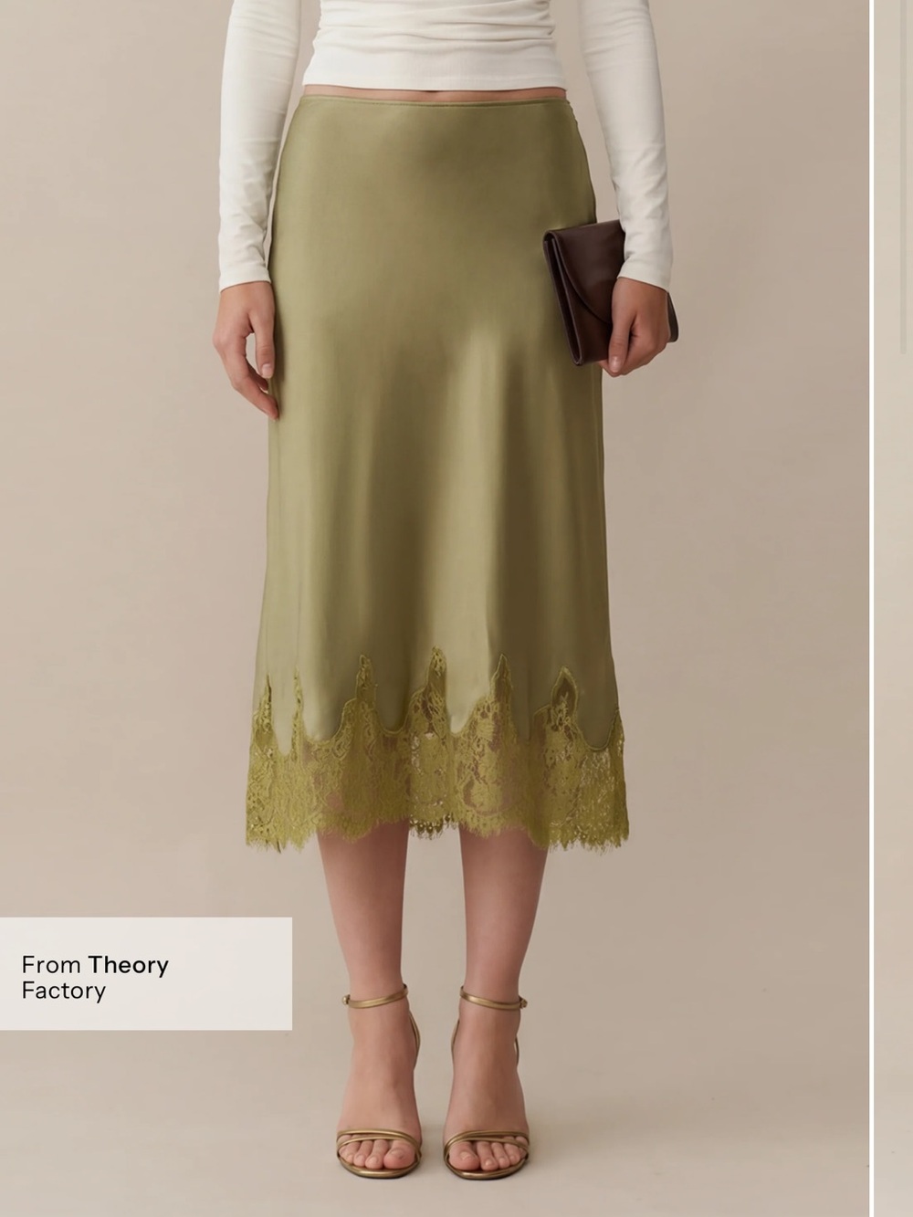 NWT Few Moda Avery Skirt size Large L Green Moss Silky Lace midi Kourt